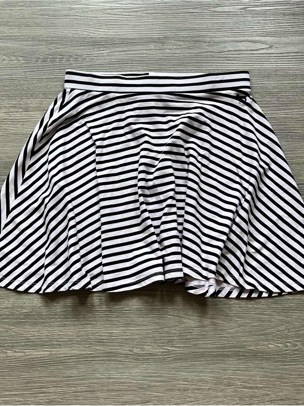 PINK Victoria's Secret Black and White Striped Skater Skirt
